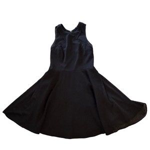 jay godfrey black dress a-line mesh panels size 8  sleeveless